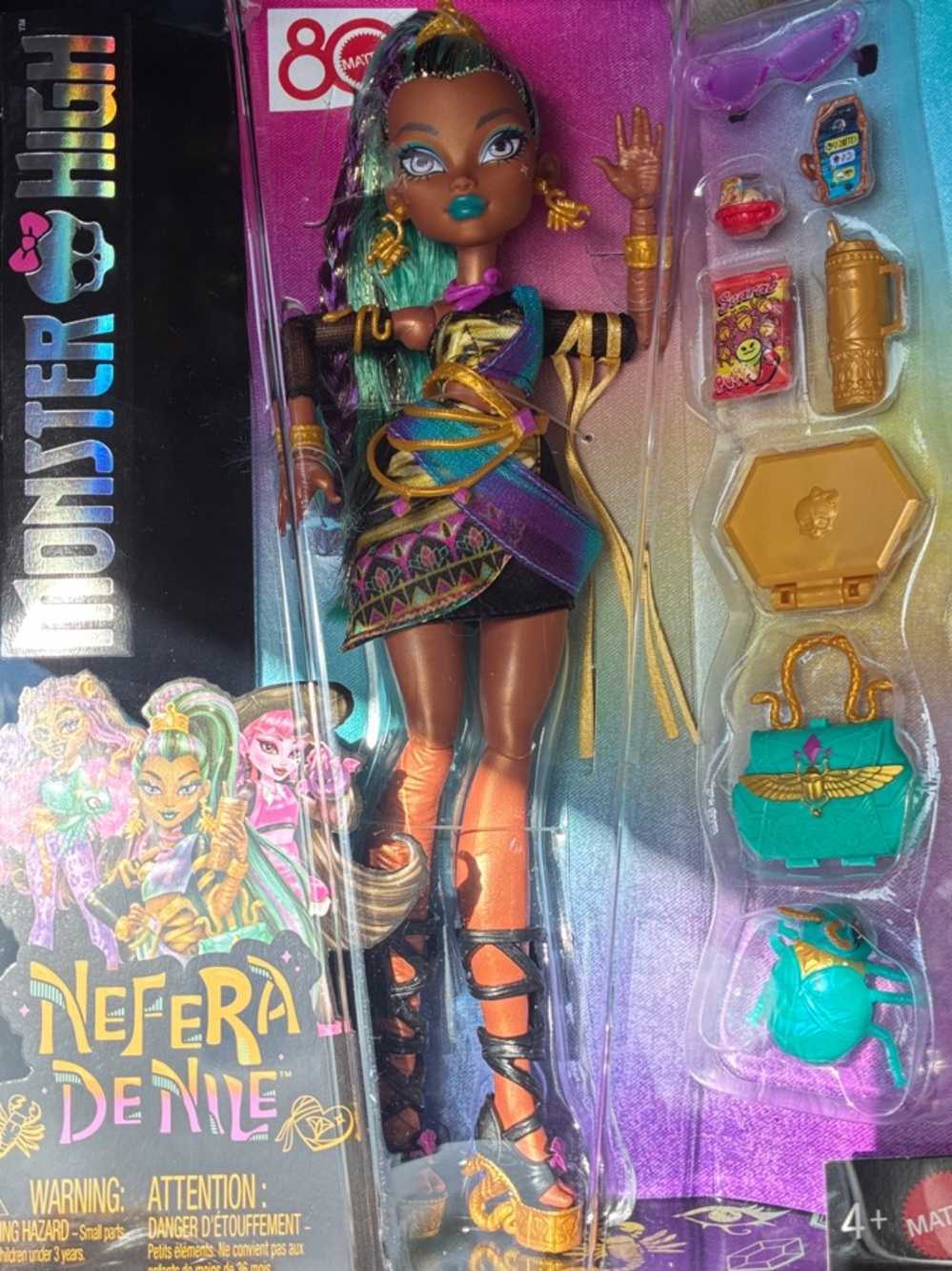Mattel Monster High Nefera De Nile Doll in Teal Purple Gold Outfit